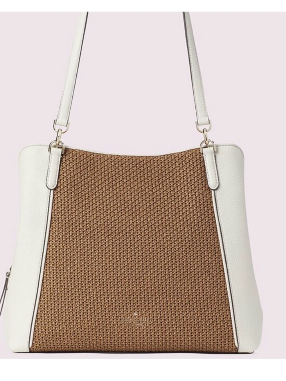 kate spade White and Brown Woven Shoulder Tote